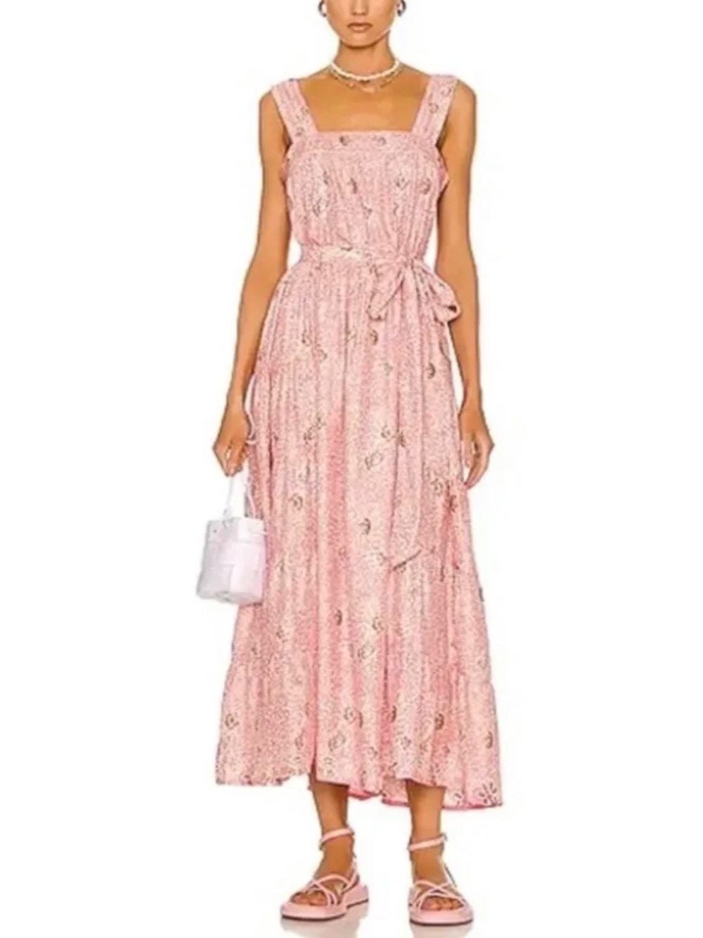 Natalie Martin Patterned Pink Maxi Sundress Size M